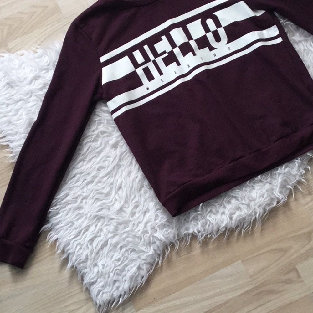 Burgundy sweater with print